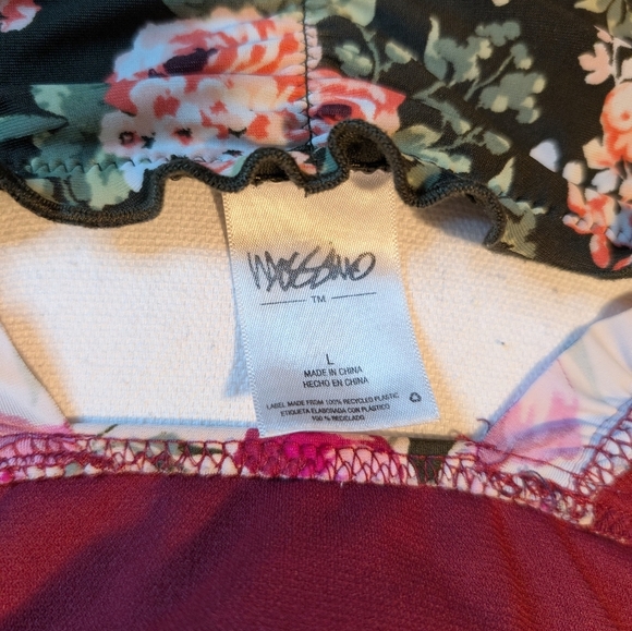 Mossimo Green Pink Floral Ruffle Bikini Top & Bottom - Picture 14 of 16